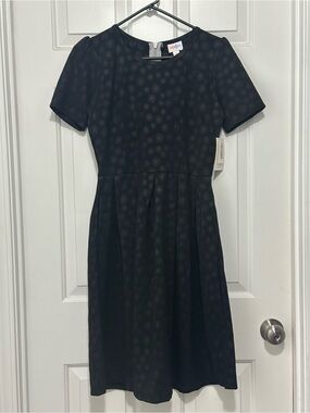 Black Short-Sleeve Fit & Flare Dress - LuLaRoe- Amelia Dress